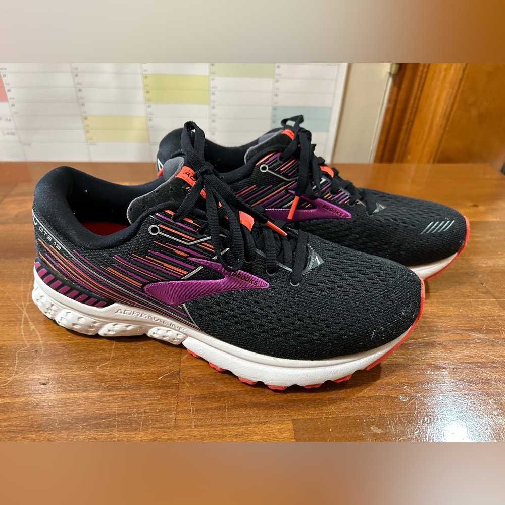 Brooks Black and Pink Athletic Sneakers